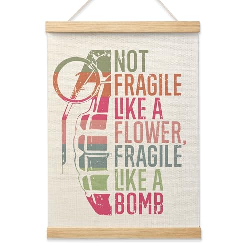 OJMFHEGEE Inspirational Feminist Wall Art Poster 12x16 in, Not Fragile Like A Flower Women Empowerment Girl Power Wall Decor Artwork Prints for Home Girls Room Bedroom Dorm Apartment Office
