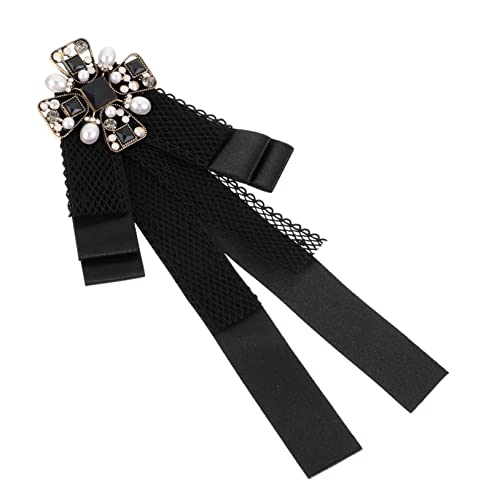 Broche vintage pour femme en perles et strass rétro pour col de chemise et blouse à nœud