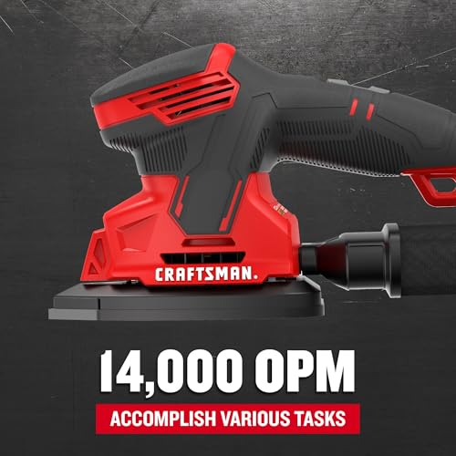 CRAFTSMAN Detail Sander, Corded Mouse Sander for Woodworking, Includes 2 Attachments, Sandpaper Sheets and Dust Bag (CMEW210) - Image 3