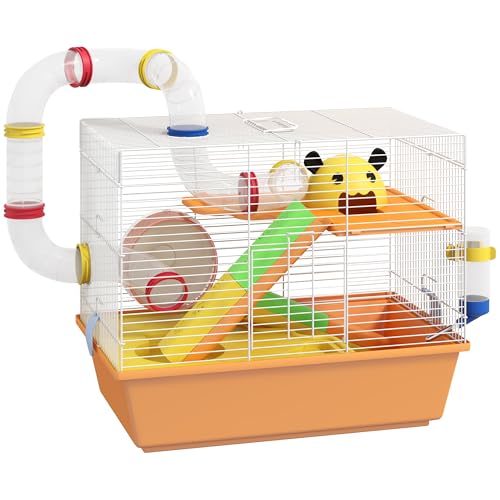 PawHut 3-Tier Hamster Cage with Tubes