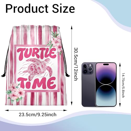 Image of Sea Turtle Pink Grip Bag Coastal Small Storage Pouch Bag for Gym Travel