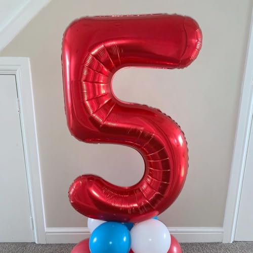 Image of Red 1 Number Balloons,40 Inch 1 Balloons Foil Mylar Helium Big Red 1 Balloon Number for Birthday Party Anniversary Decorations