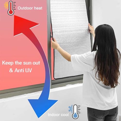 Doppio foglio di alluminio riflettore termico per finestre, spessore 6 mm, riflettori solari per controllo del calore e protezione della privacy, pellicola riflettente per finestre, 160 x 100 cm