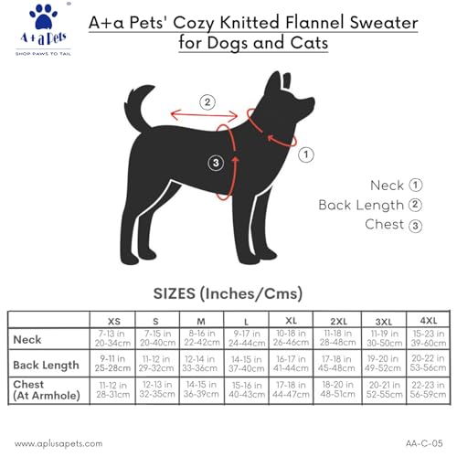 Image of A+a Pets' Cozy Knitted Flannel Sweater - Soft, Warm, Comfortable Fleece, Cold Weather Clothes for Dogs and Cats (XS, Polka Blue)