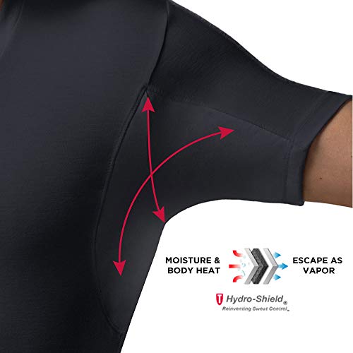 T THOMPSON TEE Sweatproof Undershirt for Men with Underarm Sweat Pads (Slim Fit, Crew Neck, Black)