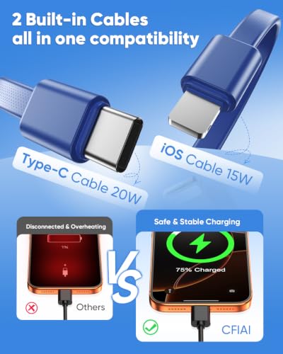 Image of CFIAI Portable Charger 15000mAh Slim Power Bank with Built in Cables