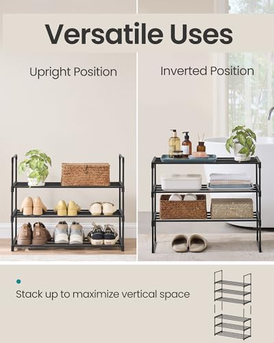 Image of SONGMICS Shoe Rack, 3-Tier Shoe Organizer, Metal Storage Shelf