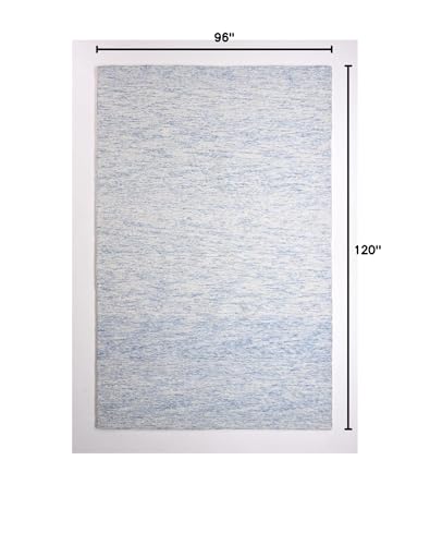 Image of Abstract Collection Handmade Area Rug - 100% Wool Pile, Contemporary Modern Textured Carpet for Living Room, Bedroom, or Office | Cotton Backing, Thick & Plush (Ocean Blue, 8' x 10')