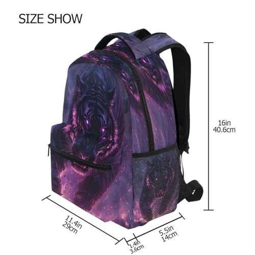 Tiger Running Fire Animal Backpack for School Boys Girls Adults Kids Bookbag Laptop Bag 15L4