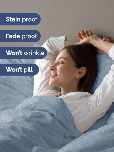 Image of Duvet Cover Full Size - 3 Piece with Zipper Closure - Heathered Blue
