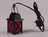 Höhe: 4 cm Laterne, roter Einsatz, Krippenbeleuchtung, mit 3,5 Glühbirnchen, für 3,5V Trafo