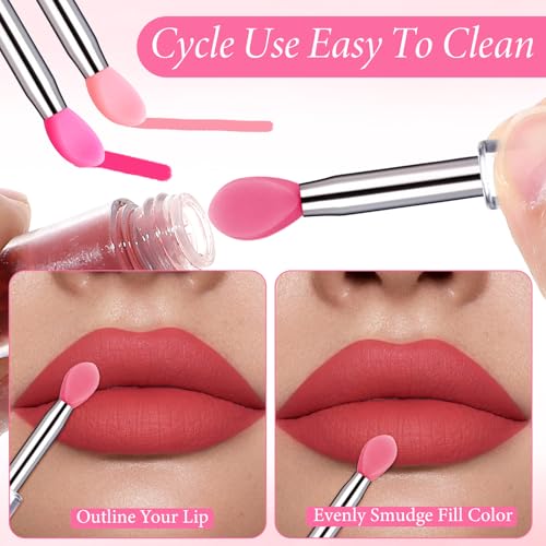 JIYIN 10 Stück Silikon Lippenbürste, Lippenbalsam Applikator mit Kappe, Tragbare Make Up Pinsel für Balsam, Lippenmasken, Lippenstift