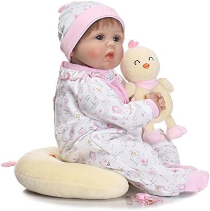 iCradle 18inch 45cm Real Life Reborn Baby Girl Doll Soft Silicone Realistic Looking Newborn Dolls Toddler Toy for Ages 3+