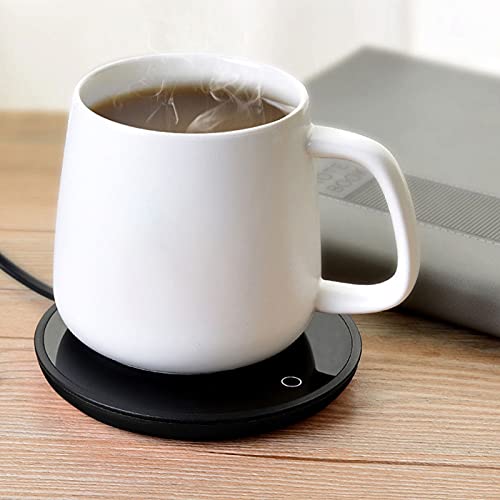 Electric Touch Heating Cup Mat Warm Pad 40-60℃ Aluminum Alloy with ABS Toughened Glass, Ideal for Coffee, Tea, Milk (US Plug 110V)