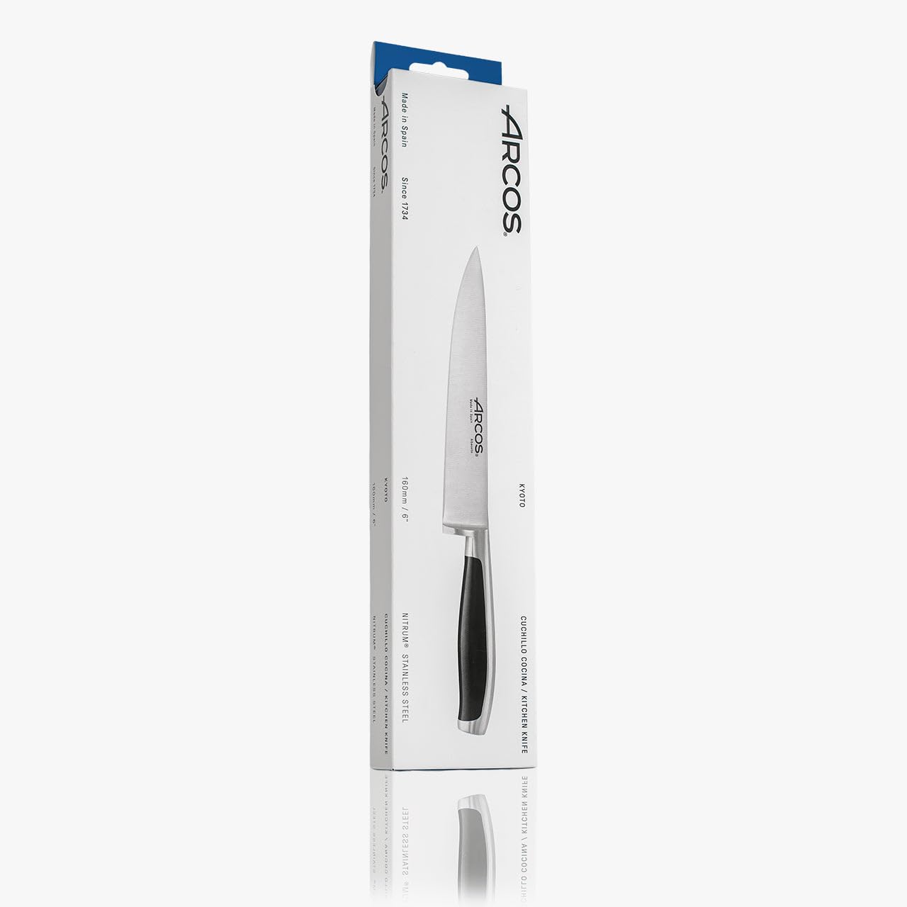 Arcos Cuchillo cocina laerie Kyoto - Hoja Acero Inoxidable forjado Nitrum 6" - Mango negro polioximetileno (POM) - Elegante y duradero (7'')
