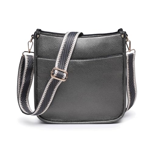 Image of Posie Crossbody Bags for Women Trendy Vegan Leather Hobo Purses Shoulder Handbags with Wide Adjustable Guitar Strap