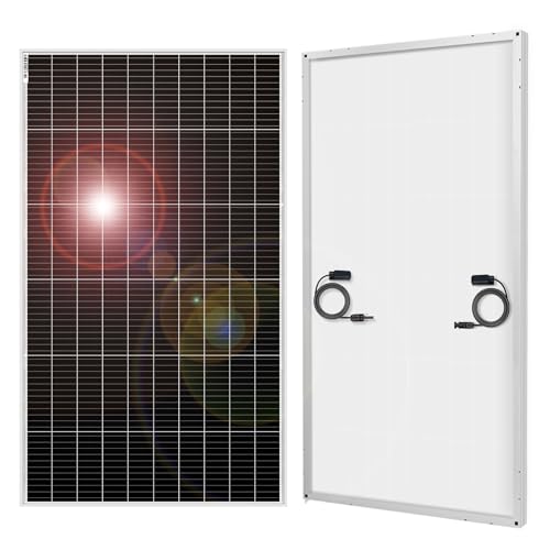 Image of DOKIO 200W Monocrystalline Solar Panel 12V, 12BB Half-Cell High Efficiency Glass Module with Aluminum Frame, MC4 Connector, Pre-Drilled Holes for RV, Boat, Roof, Off-Grid Power