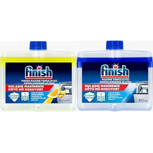 Finish Bulaşık Makinesi Temizleyicisi Limonlu (1 x 250 ml) ve Finish Bulaşık Makinesi Temizleyicisi (1 x 250 ml)