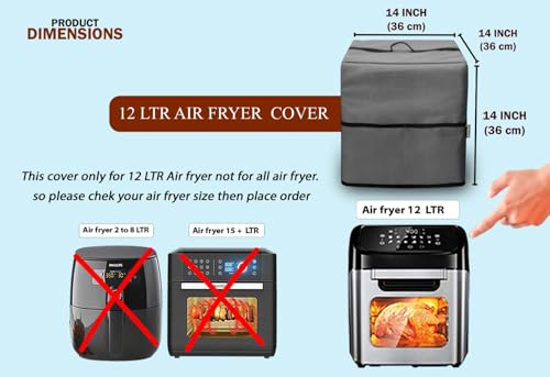 Image of Oven Air Fryer Top Cover with 2 Storage Pockets - Dustproof & Waterproof, Washable Protective Cover for Kitchen Appliances (36x36x36 cm) (Grey)