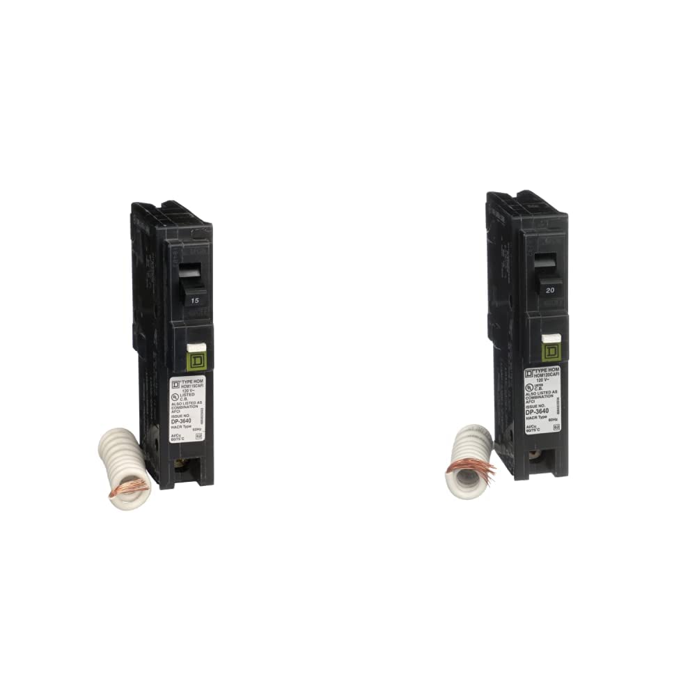 Square D - HOM115CAFIC Homeline Circuit Breaker, 15-Amp, 120V, 1-Pole, CAFCI, Plug-In Mount - - 
