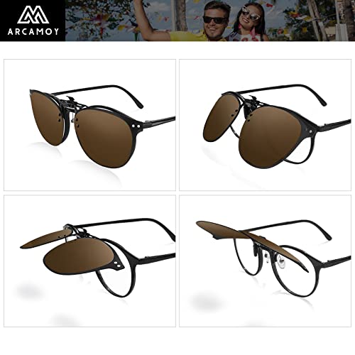 Image of Clip on Sunglasses Over Prescription Glasses Polarized Anti Glare Flip Up UV Protection Glasses For Men Women