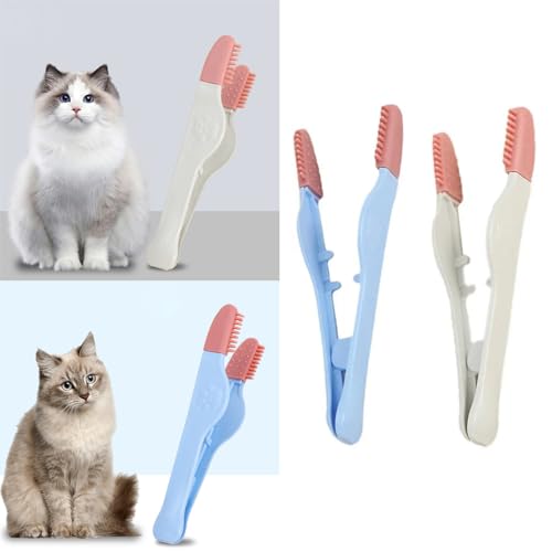 Image of 2 Pack Dog Tear Stain Remover Brush Instead of Wipes Pet Eye Grooming Tools Clip Tweezer with Soft Silicone Tips for Cats Kitty Puppy Chihuahua Eyes Excrement Mucus Discharge Crust Cleaning