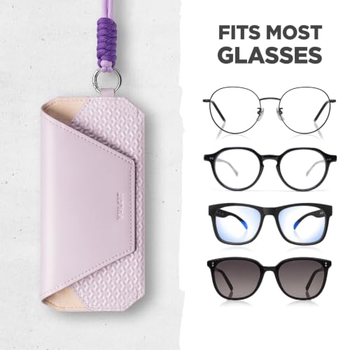 Image of VULKIT Portable Eye Glasses Case for Women & Men, Slim Sunglass Case, Unisex Eyeglass Case, with Adjustable Neck Lanyard