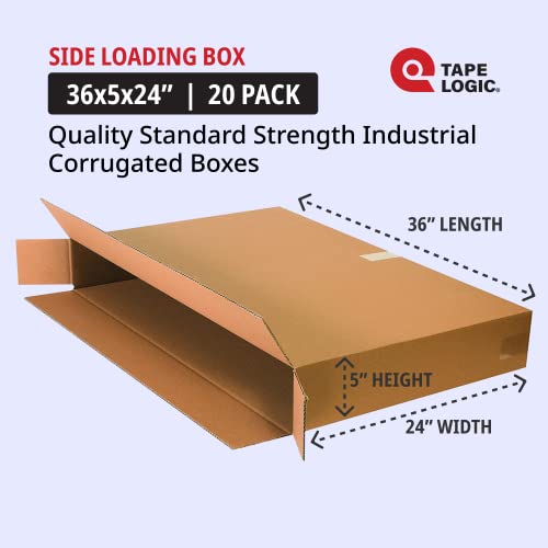 Image of BOX USA Shipping Boxes Large 36 inchL x 5 inchW x 24 inchH 20-Pack, Cardboard Box for Shipping, Moving, Mailing, Packing, Packaging and Storage