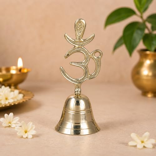Image of CraftVatika Brass Om Puja Bell Prayer Ghanti with OM Symbol- (5.5 inches Height)