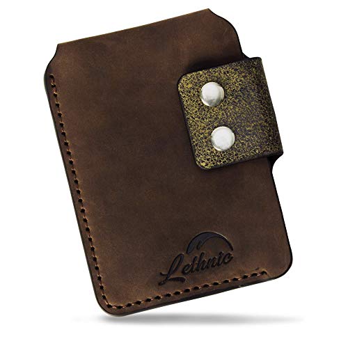 Lethnic Minimalist Wallet, Tactical Modern Slim Genuine Leather (chestnut)