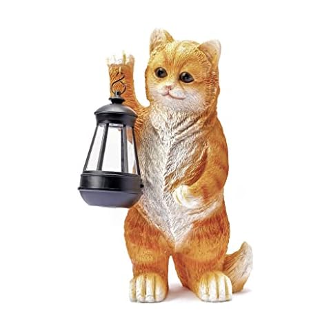 HH Home Hut Solar Statue Garden Ornaments Outdoor Decorations, Pussy Cat Lantern Garden Figurine Solar Powered LED Lights Decor for Patio, Balcony, Lawn Housewarming Gifts Cover