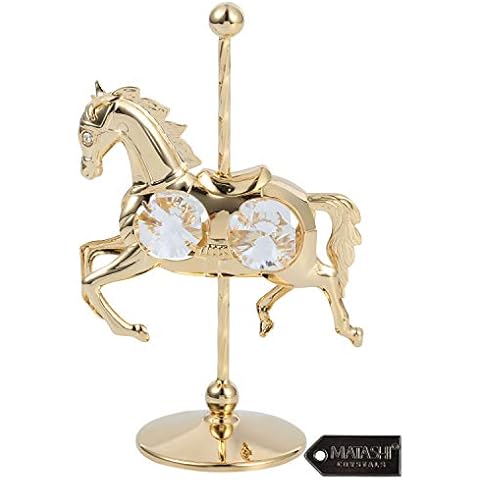 Matashi 24K Gold Plated Crystal Studded Carousel Horse Ornament Cover