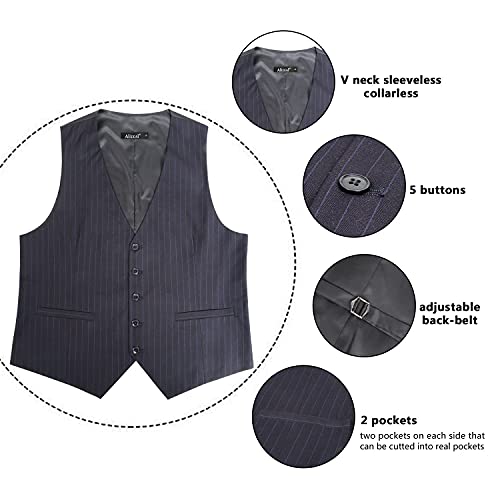 Image of Alizeal Mens Pinstripe Business Vest Formal Fit