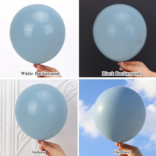 Image of RUBFAC 135pcs Dusty Blue Balloons, Haze Blue Latex Balloon Different Sizes 18 12 10 5 Inch for Garland Arch Birthday Wedding Engagements Anniversary Baby Shower Party Supplies