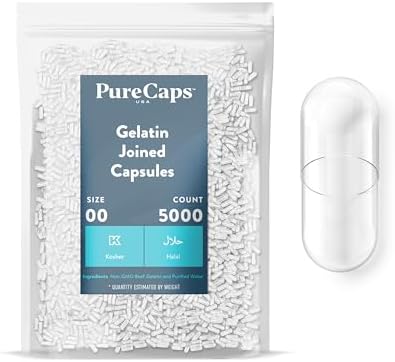 Pure Capsules® Size 1 Empty Capsule White-Size 1 White Empty Gelatin Capsules Gelatine Hard Pill Capsule - Self Fill,Kosher,Non-GMO, SGS - Foto 9