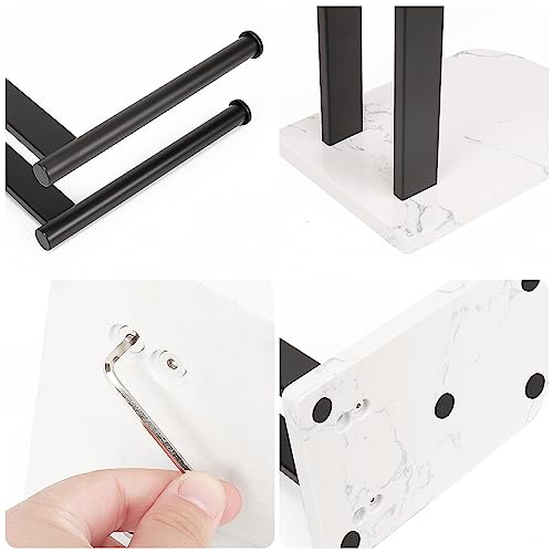 NearMoon Hand Towel Holder with Balanced Marble Base, SUS304 Stainless Steel Stand Towel Ring L Shape Hand Towel Rack Free-Standing Towel Bar for Bathroom Kitchen Countertop (Double Rod, Matte Black) by NearMoon - Image 3