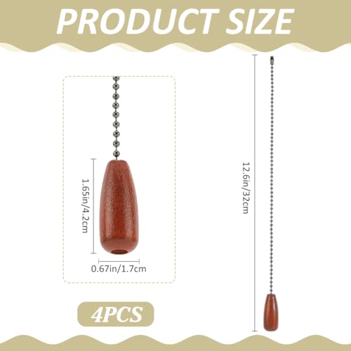 Image of CRASPIRE 4Pcs Ceiling Fan Pull Chain Lighting Lamp Extender Walnut Wood Charm Pendant Boho Adjustable Decorative 12.6in Extension Connector Ball Bead Cord Replacement Hanging Ornaments