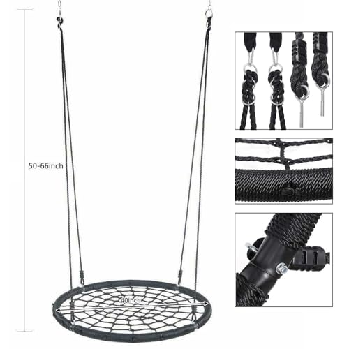 Image of Round Nest Web Swing Tree Swing Set with Heavy Duty Rope Hanging Swing Seat