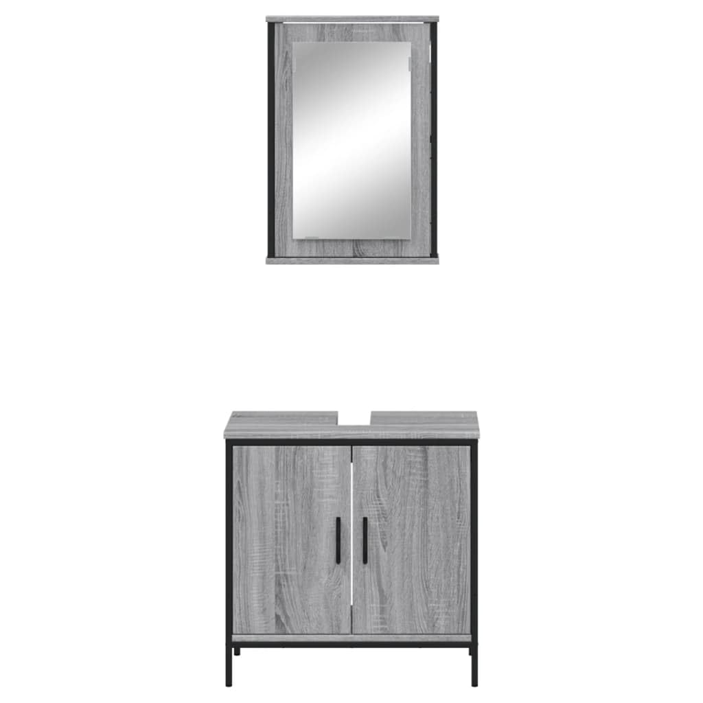 Juego de Muebles de Baño Madera Mecanizada Gris Sonoma Roble