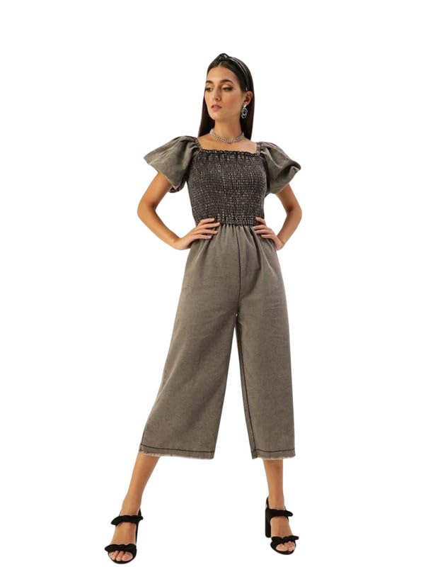 Tomar CreationWomen's Denim Solid Balloon Sleeve Jumpsuit (Black, XL)-PID61795-image-38