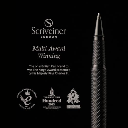 Image of Scriveiner All Black Rollerball Pen - Stunning Luxury All Metal Matt Black Pen, Schmidt Ink Refill, Best Roller Ball Gift Set for Men & Women, Professional, Executive Office, Nice Pens