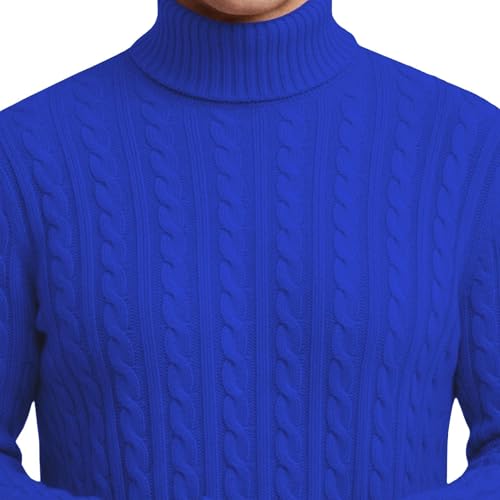 Pull à col roulé haut de gamme en tricot bleu marine taille XS