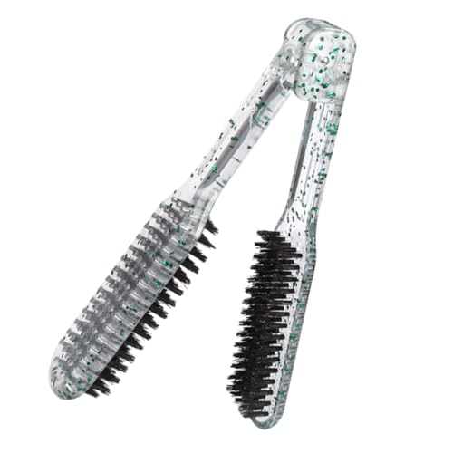 AUTSUPPL Brosse Lissante Double Face Peigne Lisseur Cheveux Démêlant pour Usage Domestique et Salon Brosse à Poils Denses pour Cheveux Épais et Fins Peigne à Lisser Transparent Vert