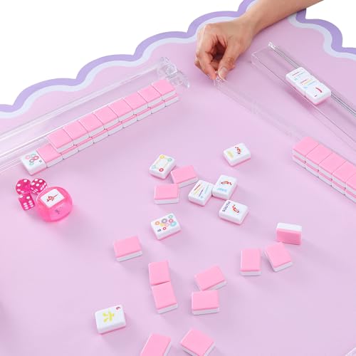 Juego de Mahjong Americano con 160 fichas y bolsa portátil miniatura 7