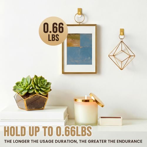 Image of TAILI Hooks for Hanging 10 Metal Sticky Hooks and 14 Adhesive Strips Gold