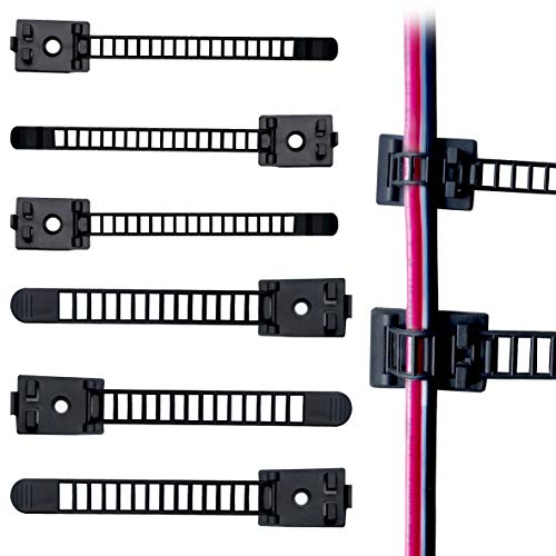 Gogogu 40 Pack Adjustable Cable Clips Adhesive Cable Straps Clamps Wire Clips with Optional Screw Mount for Car, Multi Cables, Festive Ornaments