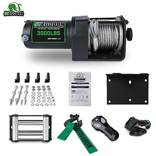 Stimulater 3000Lb Atv/Utv Winch,Electric Winch 12V,Winch With Steel Cable,Steel Wire Winch With Wireless Remote And Wired Remote,With Hawse Fairlead,Ip67 Waterproof,Suitable For Most Atvs And Utvs #TOP3