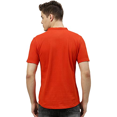 Image of Urbano Fashion Men's Solid Cotton Slim Fit Polo Shirt with Mandarin Collar