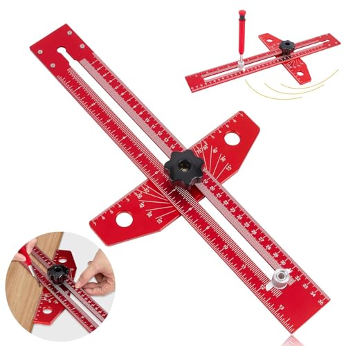 13" Foldable Aluminum Alloy Carpenter Square Ruler - Adjustable T-Scale with Imperial/Metric Measurements, Angle Positioning & Line Drawing Tool for Woodworking