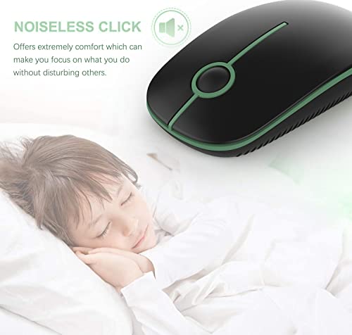Image of VssoPlor Wireless Mouse, 2.4G Slim Portable Computer Mice with Nano Receiver for Notebook, PC, Laptop, Computer (Black and Green)